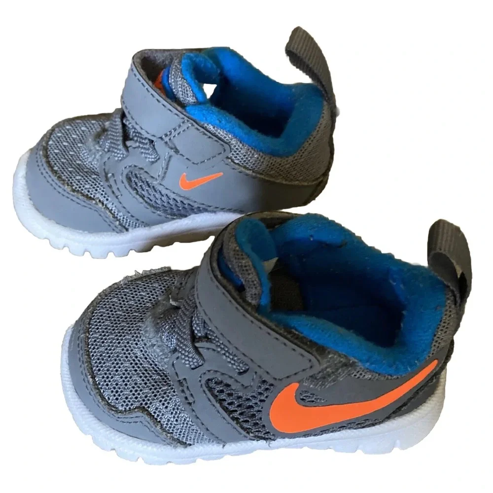 Nike Flex Experience Toddler Sneakers Gray Orange Swoosh Sz 2C Shoes